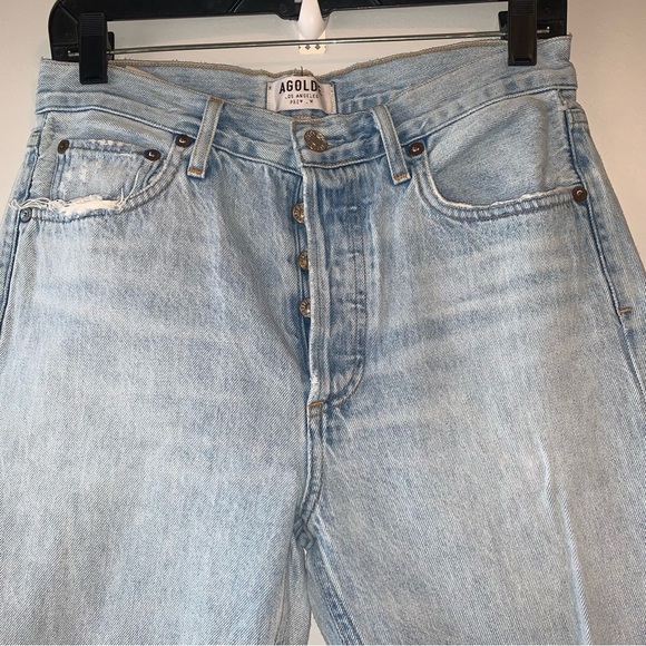 Agolde Light Blue Straight Leg Jeans - Picture 9 of 16